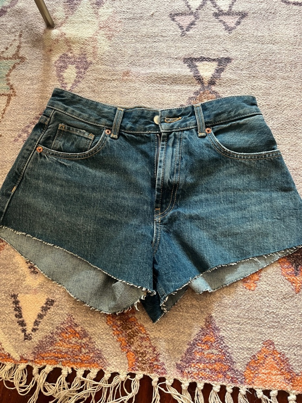 Zara a line Women’s Denim Cutoff Shorts - Dark Blue us 4